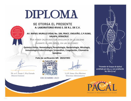 Diploma Excelencia PACAL